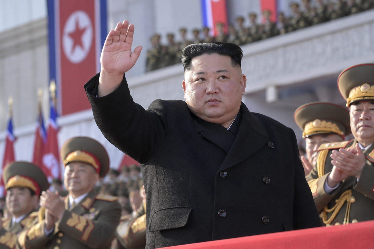 人工知能が生成した北朝鮮軍行事の雰囲気参考写真。今回の中隊長大会現場で撮影した実際の報道写真ではない